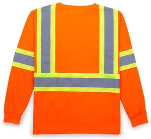 Camiseta de Seguridad Fluorescente de Poliéster Reflectante de Alta Visibilidad de Manga Larga para Hombre - Product Image 5