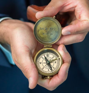 Custom Engraved Nautical Compass, Leather <b>Pouch</b> Included, Groomsmen Gift Idea, Wedding Favors, Corporate Events <b>Man</b> - Product Image 1