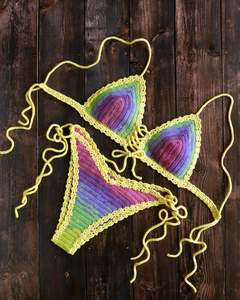 Trendy <b>Crochet</b> Bikini <b>Set</b> Women <b>Crochet</b> Bikini <b>Set</b> Knit 2 Piece Bathing Suit Swimsuit Beachwear - Product Image 4