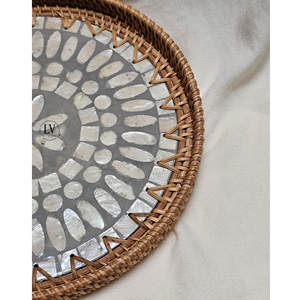 Disponible Belle Conception Artisanat Rotin Vadrouille Plateau De Service Perle De Bois pour Ramadan Eid Festival Top Tendance du Vietnam - Product Image 3