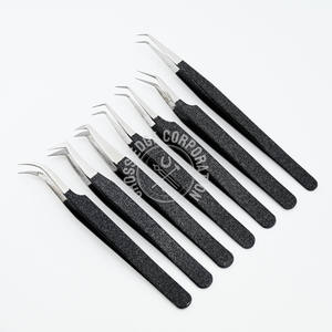 Custom Eyelash Extension Tweezer Fiber Tip Lashes Mega Boot Volume Curved Classic Diamond Nonslip Grip Black Precision <b>Tool</b> - Product Image 6