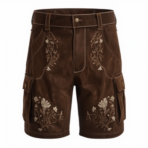 Pantalones Cortos de Cuero Genuino para Hombre, Estilo Bávaro Tradicional Bordado, Pantalones Cortos de Cuero Premium Estilo Oktoberfest, Fabricación OEM - Product Image 2