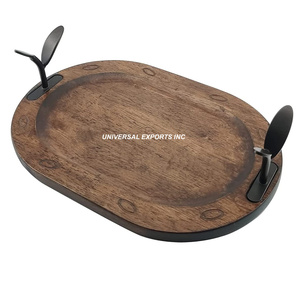 Plateau de service rond en bois Plateau de chocolat fini personnalisé Nouveau plateau de chocolat élégant classique - Product Image 4