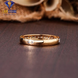 0,22 TDW banda de diamante redondo 18K oro amarillo anillo de compromiso Cvd/Hpht Joyería de diamantes - Product Image 3