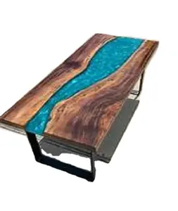 Mesa epoxi resina madera comedor superior sólido con juegos de cocina de café río molde inteligente de comedor pasas para mesas Ocean Basse Clear