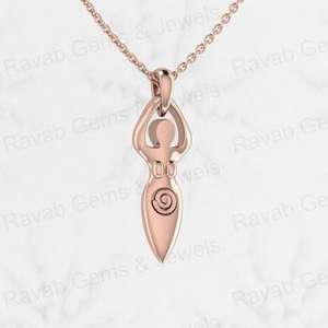 Collier unisexe en argent sterling massif 925 plaqué rhodium avec pendentif déesse religieuse de la fertilité en zircon cubique de 25 mm et chaîne de 18 pouces - Product Image 3