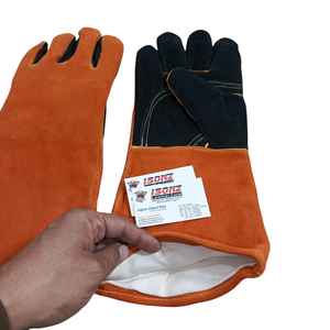 Guantes de Barbacoa ISONZ, Guantes de Trabajo para Chimeneas, Guantes de Soldadura de Cuero, Protección Contra Altas Temperaturas, Forro Suave Sin Silicona de 14 Pulgadas - Product Image 1
