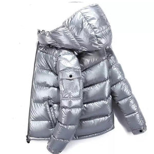 Veste matelassée pour hommes rembourrée argentée et brillante avec logo personnalisé OEM personnalisée pour l'hiver en gros et pour l'extérieur - Product Image 2