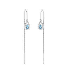 NOVAMART Fine 925 Sterling Silver Water Drop <b>Threader</b> <b>Earrings</b> Wholesale Export - Product Image 1