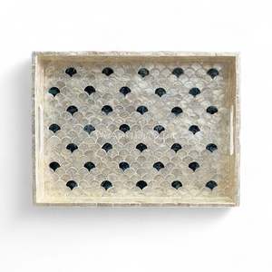 Plateau de service artisanal en nacre Plateau décoratif Incrustation de coquillages naturels Écologique Table de maison - Product Image 2