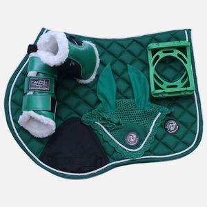 Juego de almohadillas de sillín ecuestre a juego para caballos, gorros de oreja insonorizados, botas para fetlock, envolturas de pie para saltar Quine - Product Image 6