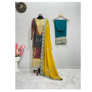 Meilleure Qualité Nouveau Designer Lourd Faux Georgette Élégant Brodé Traditionnel Pakistanais Salwar Kameez Costume Ensemble pour Mariage - Product Image 1