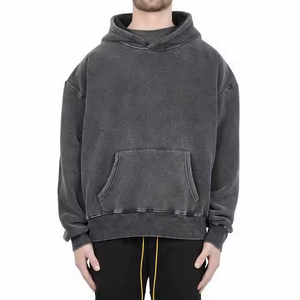 Venta al por mayor 100% algodón francés Terry sudaderas con capucha para hombres de peso pesado de doble capa ácido Vintage desgastado lavado Sudadera con capucha para hombres 2025 - Product Image 6