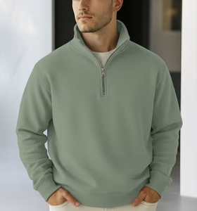 OEM Custom Logo Personalized 1/4 <b>Zip</b> Sweatshirt for Men Cotton/Polyester Blend Fleece Regular Fit Pullover Quarter Half <b>Zip</b> - Product Image 6