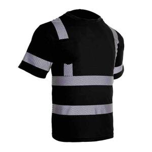 Camisetas de Seguridad para la Construcción de Color Negro, Alta Visibilidad, 100% Algodón, Logotipo Personalizado Impreso, Diseño Sólido, Manga Corta, Precio Bajo - Product Image 2