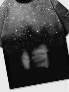 Camiseta de gran tamaño con lavado ácido de diamantes de imitación para hombre, nueva moda, ropa de calle, camiseta con aerosol de arte espacial, camisetas de calidad superior con logotipo personalizado para hombre - Product Image 3