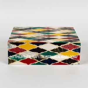 Boîte à bijoux en résine Boîte de rangement décorative multi-usages Boîte décorative en incrustation d'os pour la décoration intérieure de haute qualité - Product Image 3