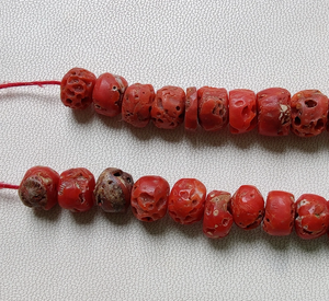 Venta al por mayor de 16 pulgadas Strand Red Coral Rondelle Beads 21 MM 5 MM Smooth Shell Bone & Coral Beads - Product Image 4