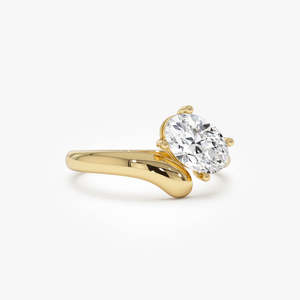 Bague élégante en or 14 carats avec diamant de laboratoire ovale de 1,00 ct E-F VS, style contemporain torsadé, cadeau d'anniversaire de mariage - Product Image 2
