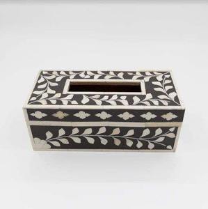 Porta Papel Higiénico con Incrustaciones de Hueso |   Caja de Pañuelos Decorativa Artesanal - Product Image 1