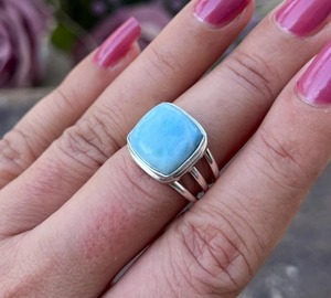 Wholesale Natural Blue Larimar <b>925</b> Sterling <b>Silver</b> Vintage Bezel Setting Gemstone <b>Ring</b> Handmade Jewelry Perfect Wedding Gift for - Product Image 5