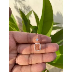 Cadenas de compromiso con incrustaciones de perlas, diamantes, moissanita y morganita, con diseño de corazón clásico y moderno, en oro de 18 quilates y plata 925. - Product Image 1