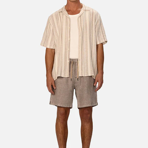 Vintage Custom <b>Men's</b> 100% Cotton Sunfade Drawstring <b>Shorts</b> Distressed Acid Wash Solid Pattern Applique <b>Patch</b> Anti-Wrinkle - Product Image 2