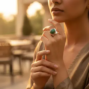 Anillo de Plata 925 con Turquesa para Mujer, Joyería de Moda con Colgantes y Dijes - Product Image 1