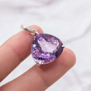 New Arrival Natural Amethyst Gemstone 925 <b>Solid</b> Sterling Silver <b>Gold</b> IGI Certified Handmade Women <b>Pendant</b> Jewelry for Wholesale - Product Image 3