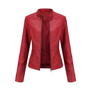 Veste en cuir pour femmes avec fermeture éclair sur le devant à manches longues vêtements d'extérieur à la mode parfaits pour la tenue d'automne et le style de bureau vente en gros - Product Image 1