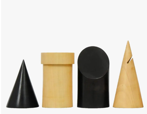 Pions d'échecs géométriques minimalistes, design sans jointure en bois d'ébène et de buis naturel, roi de 3,4 pouces, au meilleur prix - Product Image 1