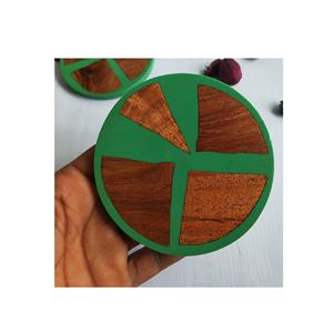 Posavasos de madera de resina epoxi posavasos de resina posavasos personalizados forma redonda color verde al mejor precio - Product Image 1