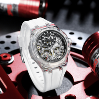 Reloj Deportivo Automático para Hombre con Esqueleto Transparente de Plástico, Correa de Silicona, Reloj Mecánico de Pulsera, Venta al Por Mayor de Fábrica
