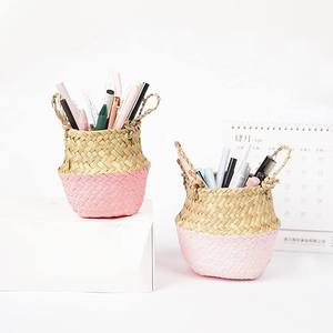 Good price eco friendly straw pen holder organizer for desk accessories seagrass <b>pencil</b> container - Product Image 3