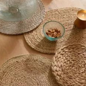 Mantel individual pintado a mano tejido de yute ovalado ecológico 2024 naranja estilo bohemio rural para boda mesa de comedor FIESTA DE Vecraft - Product Image 2