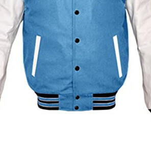 Veste universitaire en laine personnalisée pour homme, veste d'hiver légère pour homme avec manches en simili cuir, capuche et col montant - Product Image 6