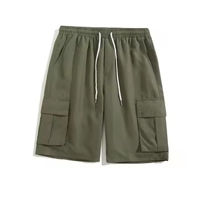 Nuevo estilo de utilidad para hombres Cargo Shorts 3D 6 bolsillos sólido transpirable Spandex/poliéster medio elástico medio pantalones tejido Casual sudor - Product Image 4