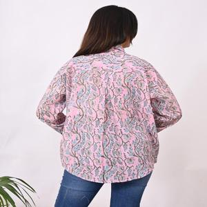 Chemisier en coton pour femmes de créateur fait à la main imprimé de fleurs coupe régulière surdimensionnée | Chemise formelle décontractée haut bouton décoration chemise - Product Image 5