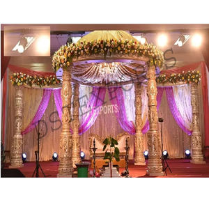 South Indian Dev Pillars Wedding Mandap Boda hindú Mandap Decoración Configuración Bellamente Wedding Mandap Decoración en EE. UU. - Product Image 1