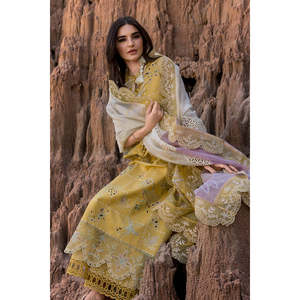 Ensemble chemise en mousseline brodée avec dupatta en tissu Khaadi et pantalon - RANG RASIYA-BIC-4686 - Product Image 4