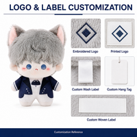 Peluche personnalisée en forme d'oreilles de chat gris de 10 cm, jouet en peluche doux et mignon, OEM ODM, vente en gros, cadeau
