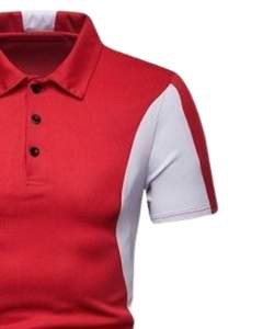 Camiseta Polo Personalizada para Hombre, Panel en Contraste Rojo y Blanco, Manga Corta, Camiseta de Golf, Algodón Transpirable, Ropa Casual, OEM Personalizado - Product Image 2