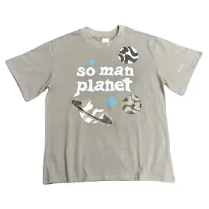 T-shirt unisexe uni à logo imprimé bouffant personnalisé pour hommes chemise longue et allongée à col rond t-shirts hipster