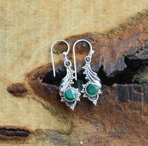 Émeraude pierres précieuses bijoux pour femmes argent Boho Style boucles d'oreilles bijoux 925 argent Sterling tendance boucles d'oreilles faites à la main cadeau maman - Product Image 4