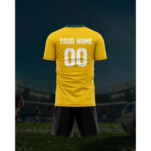 เสื้อฟุตบอลผู้ชายแบบปรับแต่งได้ สวมใส่สบาย ระบายอากาศดี พร้อมชื่อและหมายเลข สีเหลือง สไตล์อเมริกันฟุตบอล ตัดเย็บอัตโนมัติ - Product Image 5