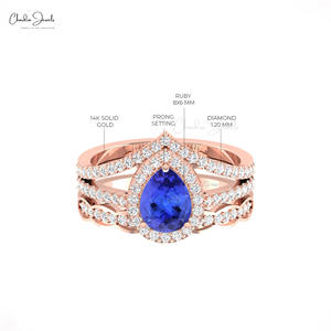 แหวนชั้นซ้อนขายดี แหวนเพชรแท้ 1 กะรัต ประดับด้วยแทนซาไนต์แท้และเพชรแบบวงแหวน แหวนทองคำแท้ 14k ผู้ค้าส่งเครื่องประดับทองคำแท้ - Product Image 2