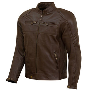 Chaqueta Protectora de Motocicleta Perforada de Cuero Vacuno Auténtico para Hombre - Product Image 1
