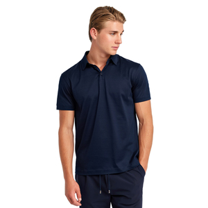 Polos azul oscuro de algodón mercerizado, venta al por mayor, polos con logotipo personalizado, polos para hombre - Product Image 3