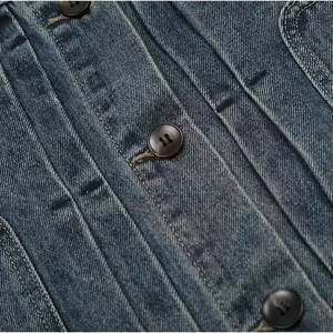 บริการผลิตเสื้อแจ็คเก็ตยีนส์ผู้ชายแบบ OEM และ ODM ลายเรียบ สวมใส่สบาย เสื้อคลุมแฟชั่น - Product Image 5
