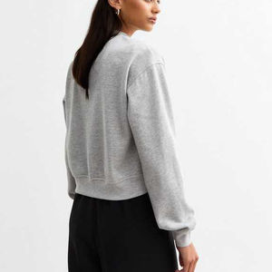 New Style Cropped Women Varsity <b>Jacket</b> Grey Color <b>Jersey</b> Long Sleeves Baseball Cropped Varsity <b>Jacket</b> for Sale - Product Image 3